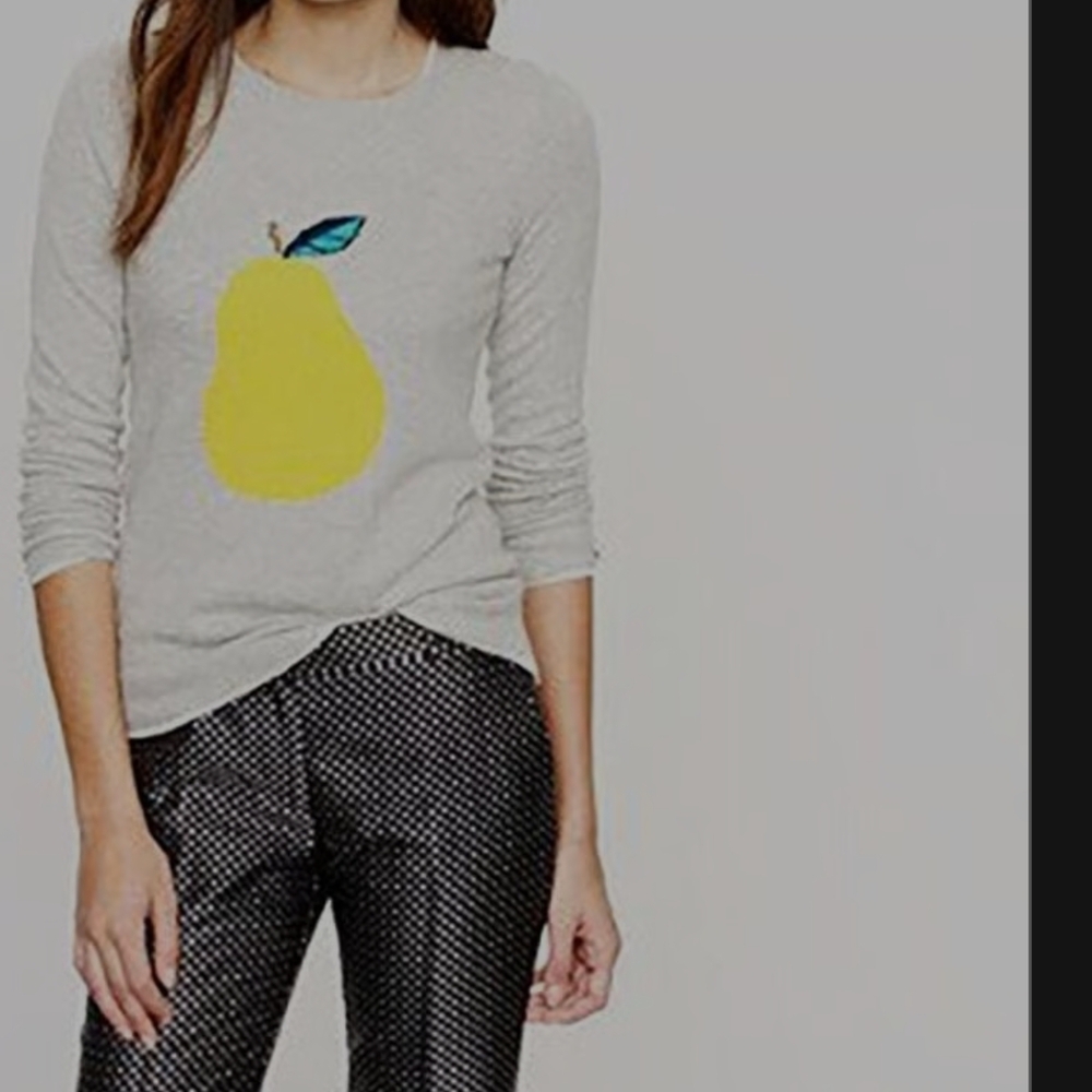 J. Crew Light Gray Top with Yellow Pear Graphic